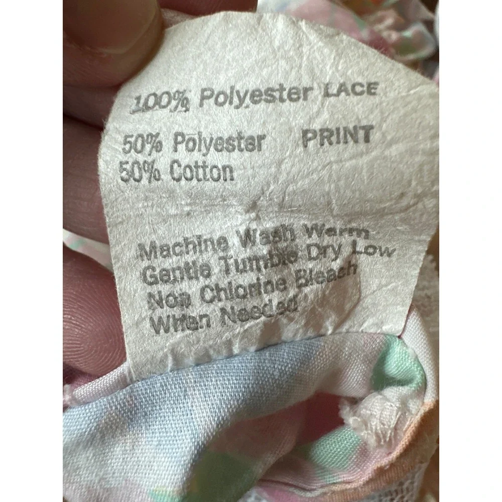 Vintage Cuddle Teen Pastel Floral Lace Collar Dress Made in USA‎ summer Size 7